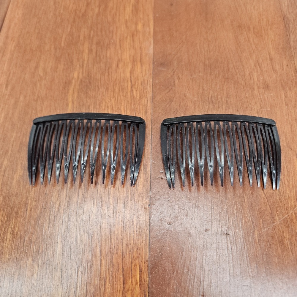 Goody Hair Side Combs Kant Slip 80's 90's Vtg Brown 2.5" Plastic‎ USA Set Of 2